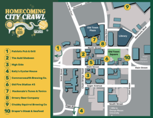 Map of city crawl participaing businesses